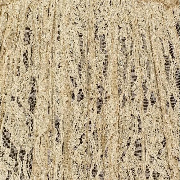 Free People Crushed Gold Lace Embroidered V Embellished Maxi Formal Prom Dress 6 - Picture 5 of 6